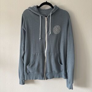 Casual Full-Zip Hooded Sweatshirt in Dusty Blue